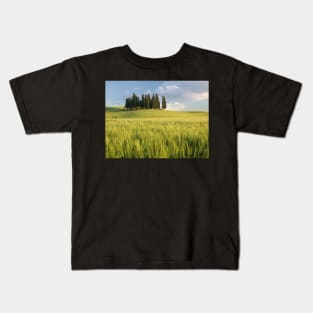 Group of cypress trees in Tuscan landscape Kids T-Shirt